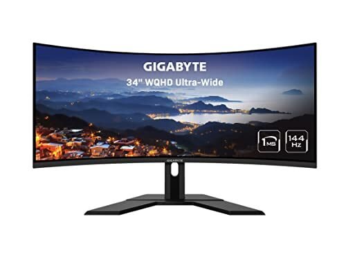 GIGABYTE G34WQC A – Monitor de juegos curvo ultra ancho de 34 pulgadas y 144 Hz