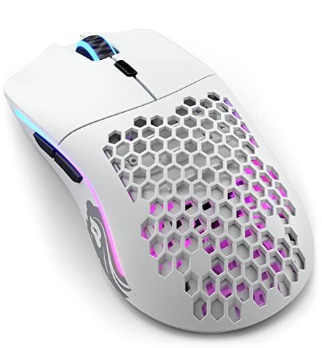Glorious Model O – (Minus) – Ratón inalámbrico para juegos RGB 2.29 oz (blanco mate)