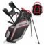 Golf Stand Bag 14 Way Top Dividers Ergonomic with Stand 8 Pockets, Dual Strap, Rain Hood (Black)