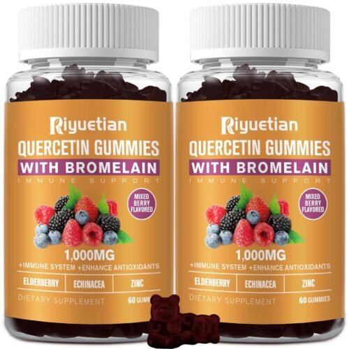 Gomitas de quercetina con bromelina, quercetina con zinc, vitamina C, saúco para apoyo inmunológico