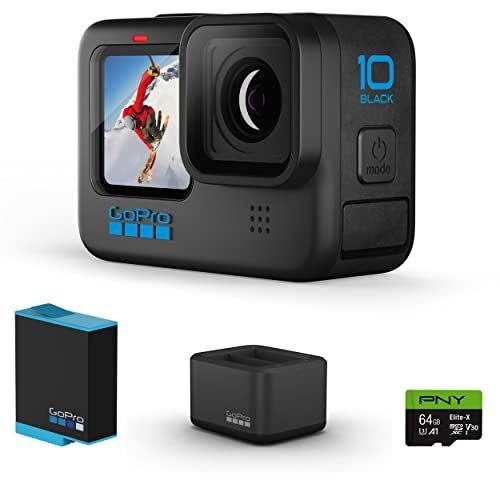 GoPro HERO10 Black – Cámara de acción impermeable con LCD frontal y pantallas táctile