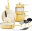 GreenLife Soft Grip Healthy Ceramic Nonstick, 16 Piece Cookware Pots and Pans Set, PFAS-Free, Dishwasher Safe, Yellow