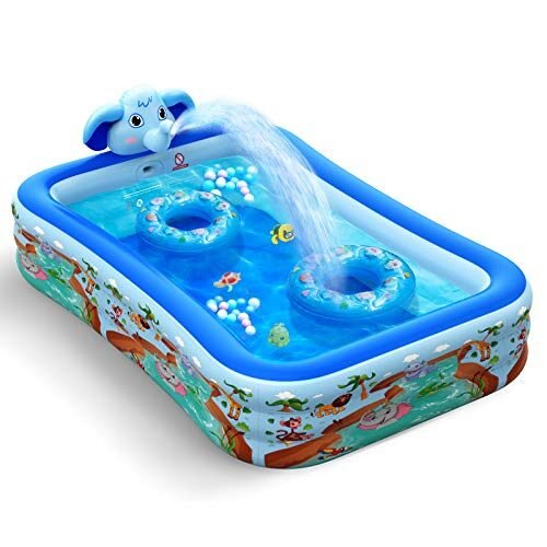 Hamdol Piscina inflable con aspersor, piscina infantil de 99 x 72 x 22 pulgadas