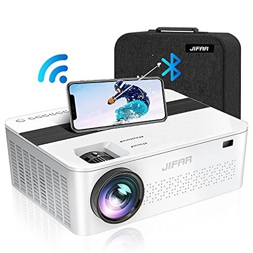 Proyector WiFi bluetooth nativo, 1080 p, con pantalla de 450″, 9000 lux HD 4K para películas al aire libre