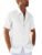 Hestenve Camisas Guayabera de lino para hombre, camisa de manga