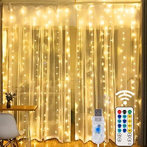 HOME LIGHTING Cadena de luces de cortina de ventana, 300 LED