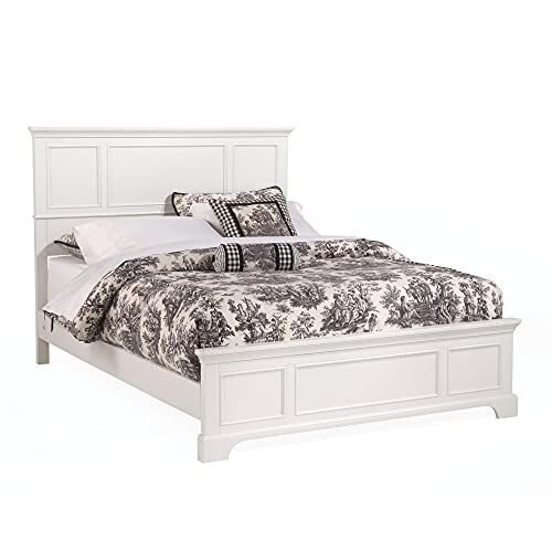 Cama tamaño Queen Home Styles 5531-500 Bedford, acabado ébano negro, Madera, Blanco