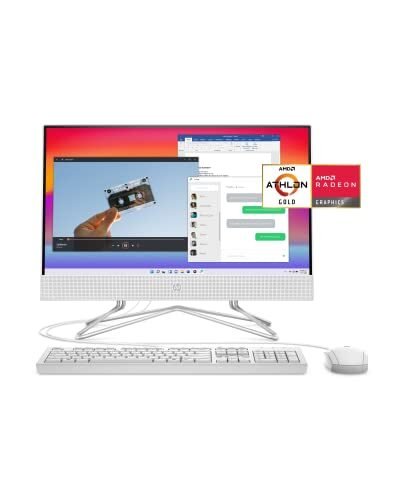 HP Computadora de escritorio todo en uno de 22 pulgadas, procesador AMD Athlon Gold 3150U