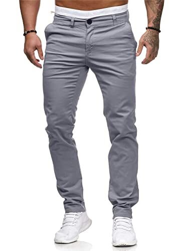 HUNGSON Pantalones de mezclilla ajustados y ajustados para hombre