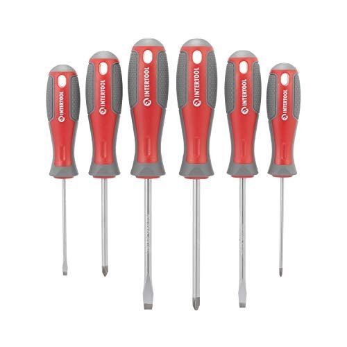 INTERTOOL Juego de destornilladores Phillips y cabeza plana de 6 piezas