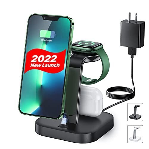 Intoval Estación de carga para múltiples dispositivos Apple, soporte de carga 3 en 1 para iPhone Watch Airpods
