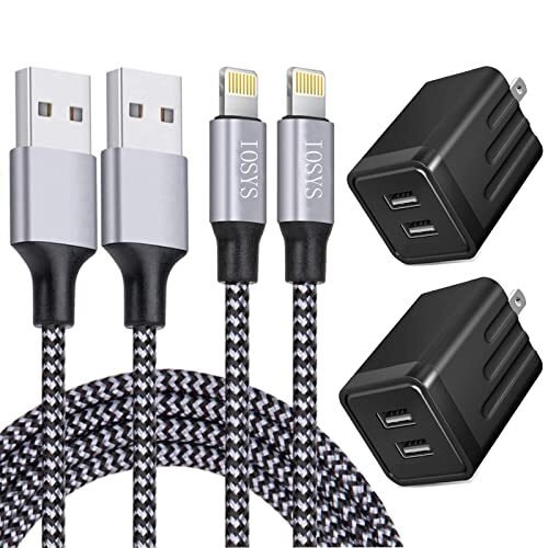Cargador rápido para iPhone, paquete de 2 cargadores de pared USB [certificado Apple MFi]