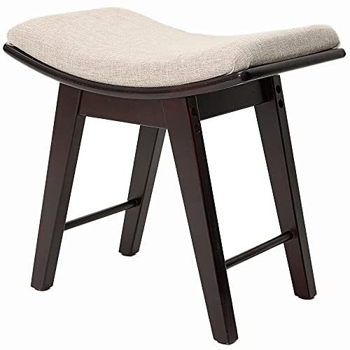 IWELL Taburete de tocador con patas de madera de goma, banco de tocador