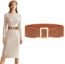 Women's Belt, Wide Belt Vintage Girdle Belt Belt Elastic Leather Belt (Brown)