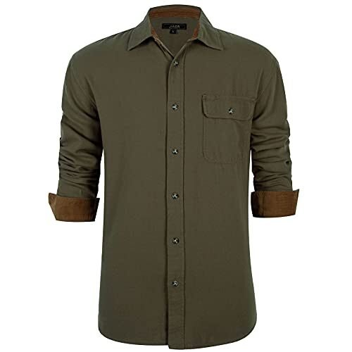 JIAER Camisa de franela de manga larga con botones para hombre