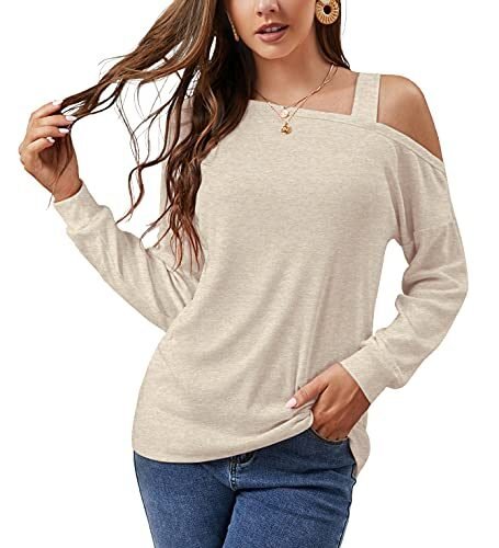 JINKESI Blusa casual de manga larga y corta para mujer