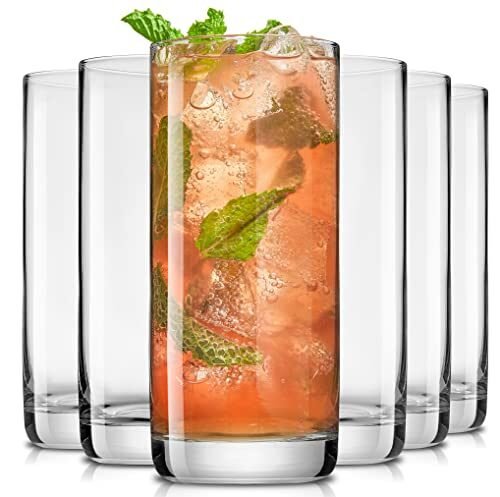 JoyJolt Faye – Vasos Highball de 13 onzas, 6 piezas de vidrio alto