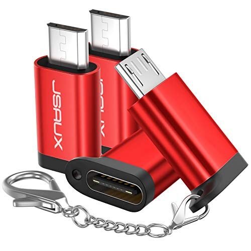 JSAUX Adaptador USB C a Micro USB, (paquete de 4) tipo C hembra a micro USB macho compatible con carga