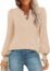 Womens Business Casual Tops V Neck Fall Long Puff Sleeve Blouses for Women