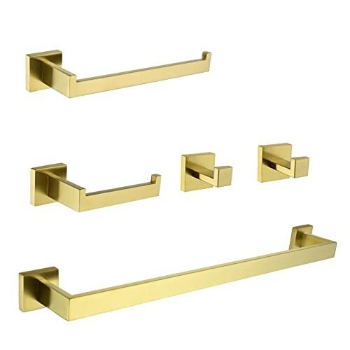 KOCOK Juego de 5 piezas de accesorios de baño de color dorado cepillado ML62BG