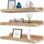 Laerjin 17 Inch Floating Shelves Wall Mounted, Set of 3 Rustic Wood Wall Shelves, Modern Rustic Style, Wall Mounted Display Shelves, Natural Wood