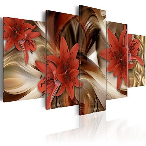Landswaydecor 5 paneles de pintura de flores rojas