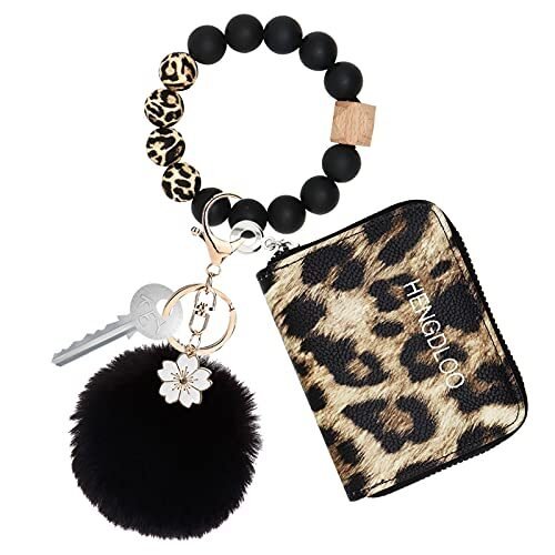 Llavero de leopardo con cuentas para mujer