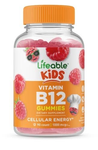 Vitamina B12 Lifeable para niños, 1000 mcg, suplemento de gomitas de gran sabor natural