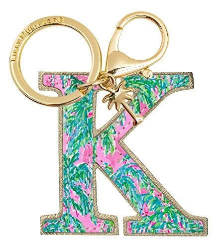 Lilly Pulitzer Llavero con inicial de piel sintética para mujer