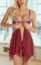 Lingerie for Women Front Closure Babydoll Lace Chemise V Neck Mesh Sleepwear (Large, Wine Red)