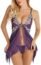 Lingerie for Women Front Closure Babydoll Lace Chemise V Neck Mesh Sleepwear (Large, Wine Red)