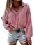 Womens Business Casual Tops V Neck Fall Long Puff Sleeve Blouses for Women