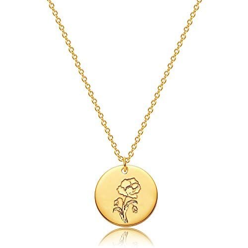 Mevecco – Collar de flores de nacimiento, collar con dije floral con grabado personalizado