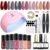 Modelones kit de esmalte de uñas en gel, 7 colores nude, con lámpara de secado de 48 W con luz ultravioleta