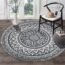 Large Round Area Rug for Living Room Turquoise and Grey Abstract Art Painting Teal Decorative Rug Carpet Floor Mat Yoga Mat for Bedroom Kids Room Home Decor 3 ft