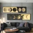 Moon Phase Wall Art Painting, Black and White Moon Canvas Print Poster Wall Art Decoration for Bedroom Living room (Black unframed)