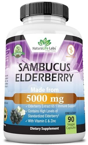 NaturaLife Labs Sambucus Saúco 5,000 mg súper concentrado 65:1 con vitamina C