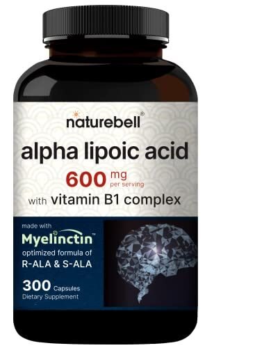 NatureBell Ácido alfa lipoico de 600 mg por porción | 300 cápsulas