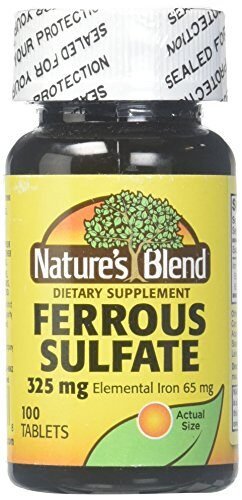 Nature’s Blend Sulfato ferroso de hierro 325 mg BPK, surtido, tabletas, 100 unidades
