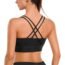 Workout Tops for Women Criss-Cross Back Padded Sports Bras for Women Medium Support Womens Crop Tops Black