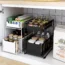 Under Sliding Cabinet Basket Organizer, 2 Tier Storage Under Cabinet Bathroom Under Sink Organizers and Storage Black Under Sink Storage for Bathroom Kitchen