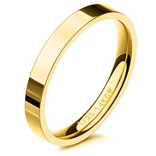 NOKMIT Anillos rellenos de oro de 14 quilates de 1/8 pulgadas para mujeres y niñas