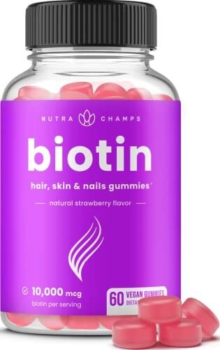 Gomitas de Biotin 10 000 mcg [la máxima potencia] para cabello saludable, piel y uñas para adultos y niños