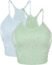ODODOS Women's Crop 3-Pack Washed Super Soft Lightweight Rib-Knit Camisole Crop Tank Tops, Mushroom Taupe Charcoal, X-Small/Small