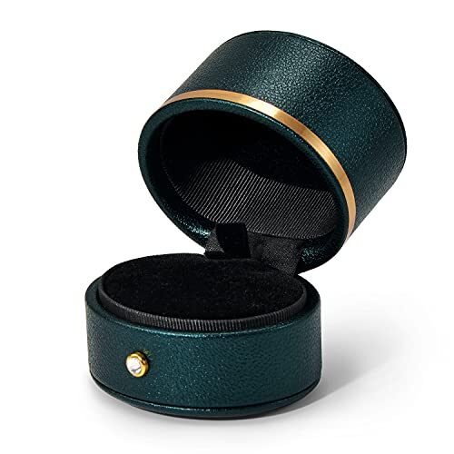 Oirlv Caja de anillo de cuero, caja de regalo de propuesta de compromiso