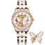 OLEVS Women's Watches Automatic Watch for Ladies Self Winding Watches Women Elegant Waterproof Ceramic Watch Rose Gold Skeleton Watches White Mechanical Butterfly Womens Watches