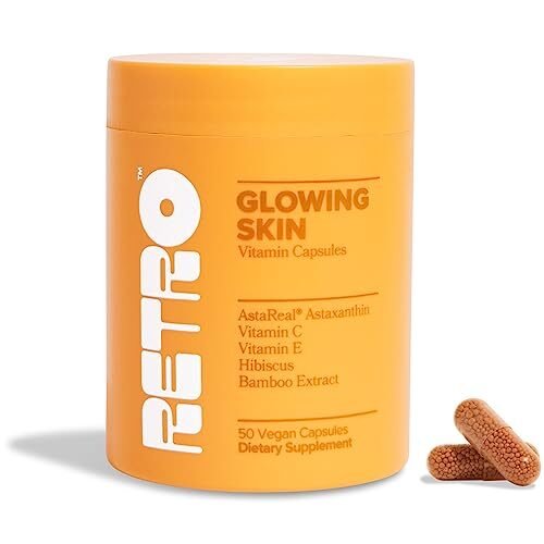 O Positiv Vitaminas retro brillantes para la producción de colágeno, astaxantina, vitamina E