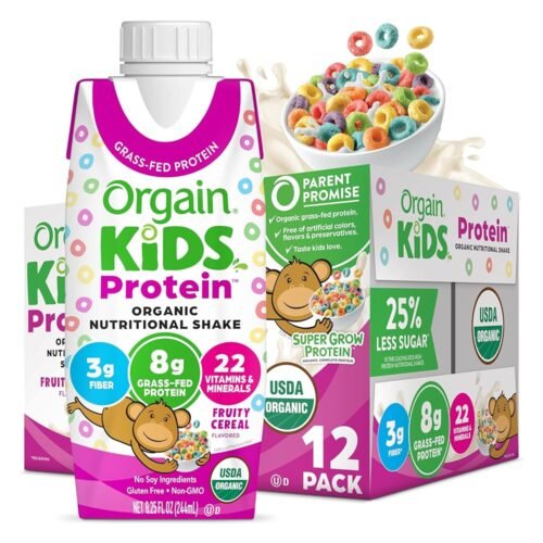 Orgain Organic Kids Batido nutricional de proteínas, sabor fresa, refrigerio para niños con 0.28 onzas