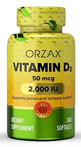 ORZAX Vitamina D3 2000 iu (50 mcg) – Suministro de 1 año para una función muscular fuerte
