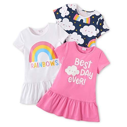 PATPAT Vestido de patinadora floral para niñas pequeñas